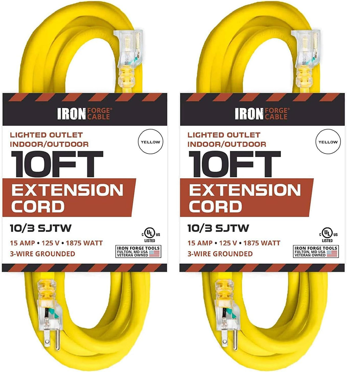 200 Foot Lighted Outdoor Extension Cord 10 Gauge Yellow I993001
