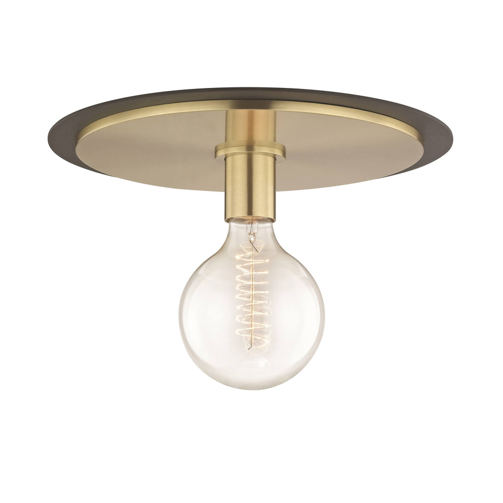 1 Light Large Flush Mount Aged Brass/Black V59887