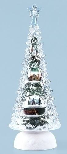 11.5x22 Pre-Lit Clear and White LED Christmas Tree Tabletop Decoration Y89703