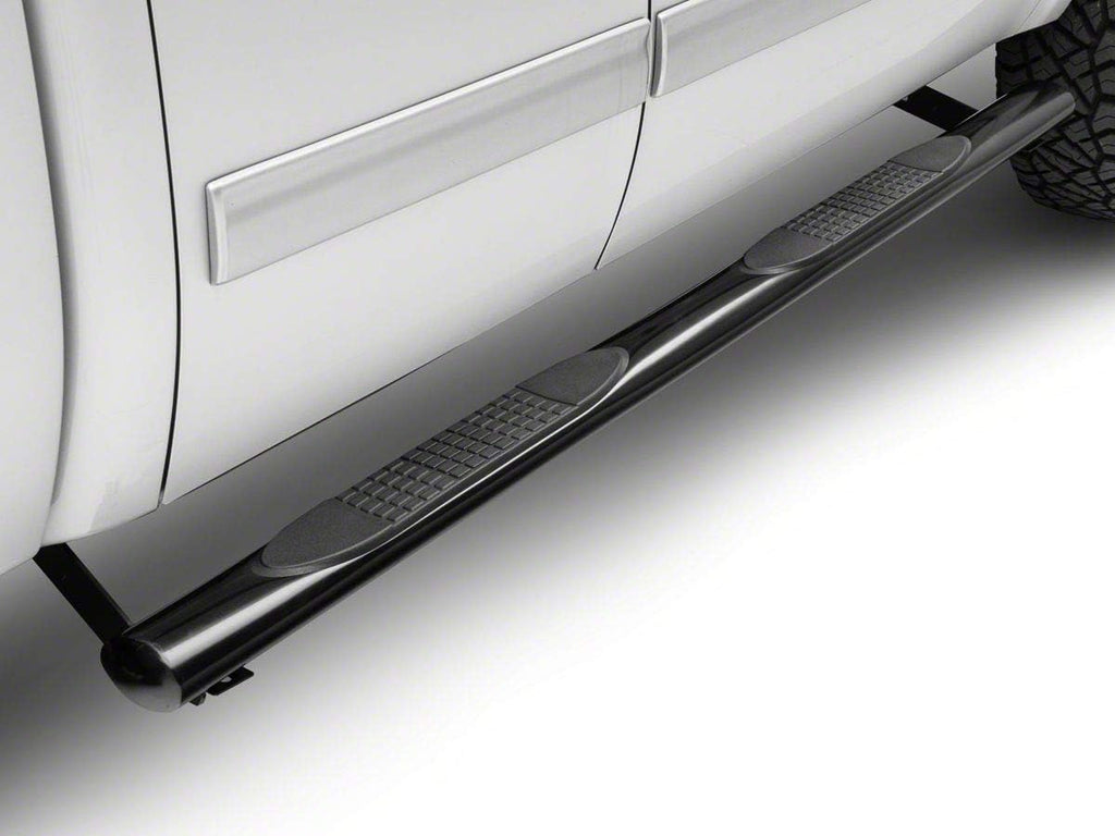 Black 4-Inch Oval Straight End Side Step Bars F405
