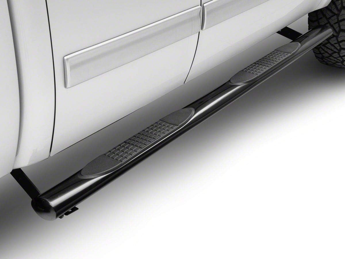 Black 4-Inch Oval Straight End Side Step Bars F405