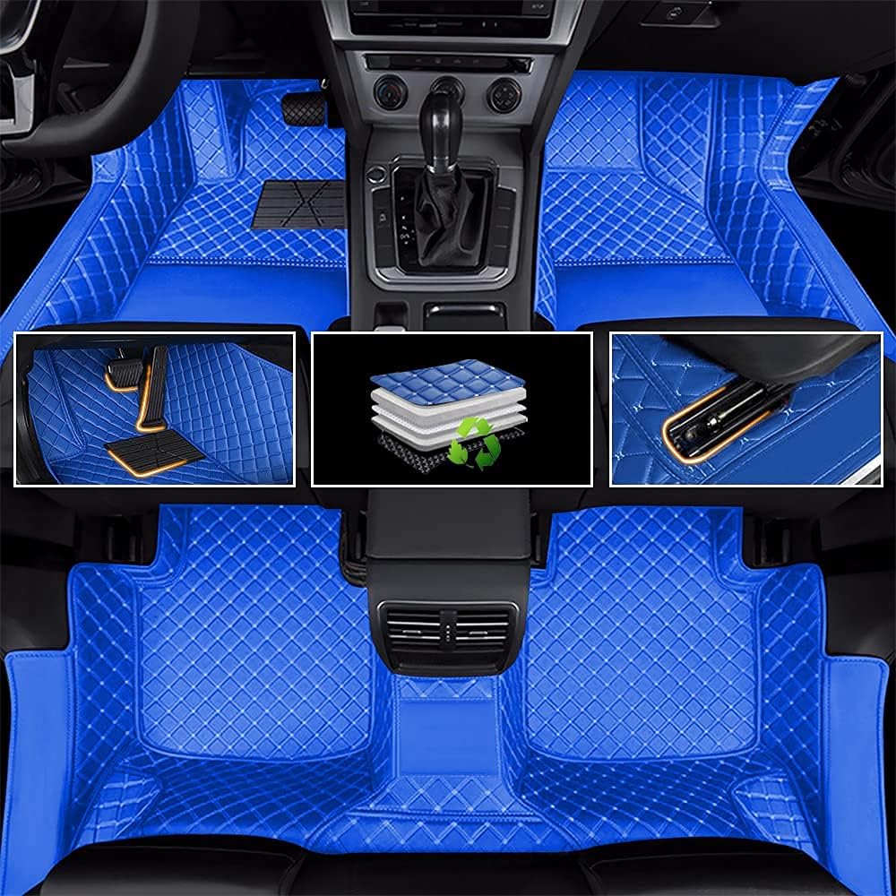 Car Floor Mats Luxury Leather Non-Slip Front & Rear All Weather Red Z11233