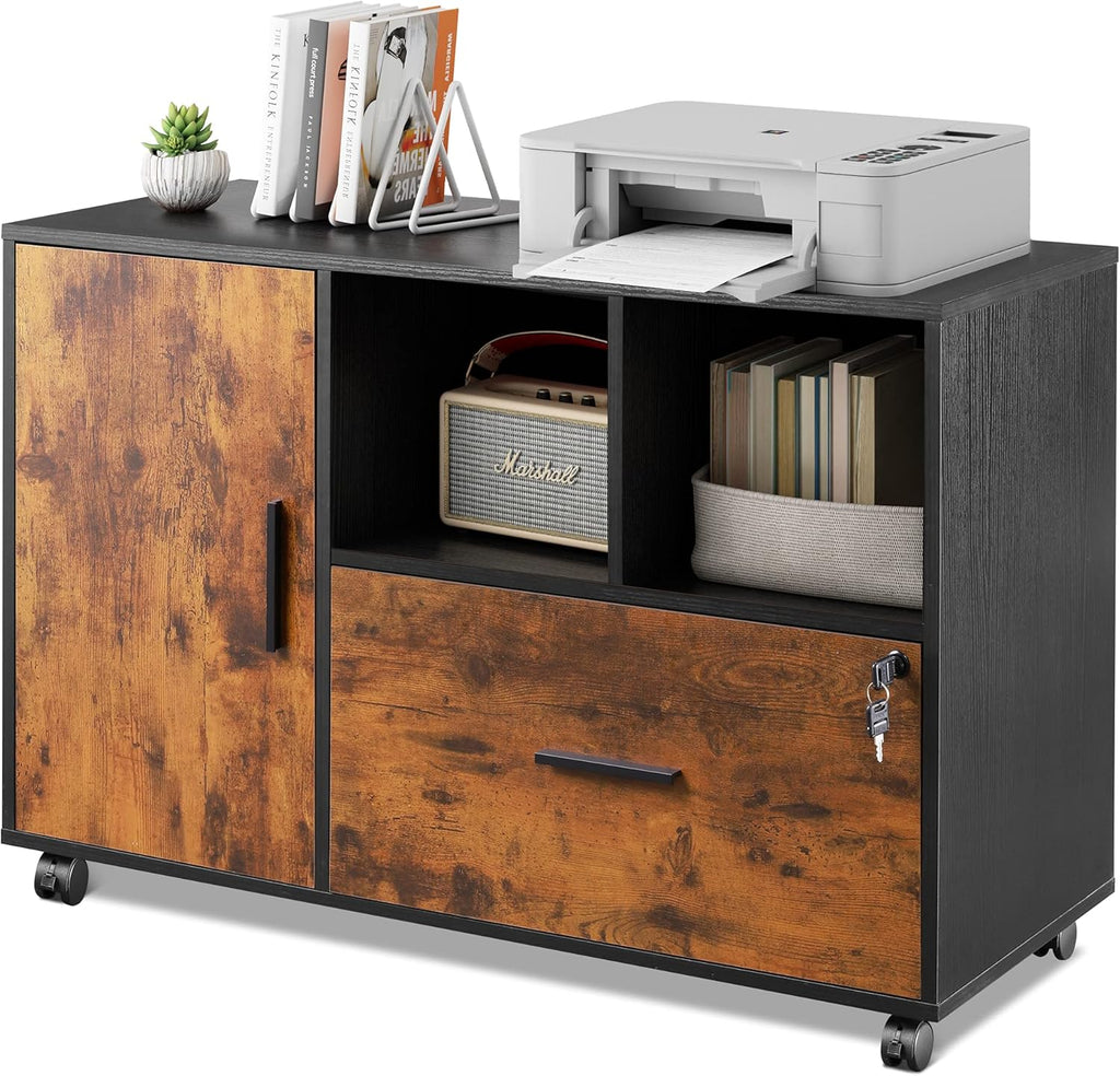 1 Drawer Wood File Cabinet with Lock H2369