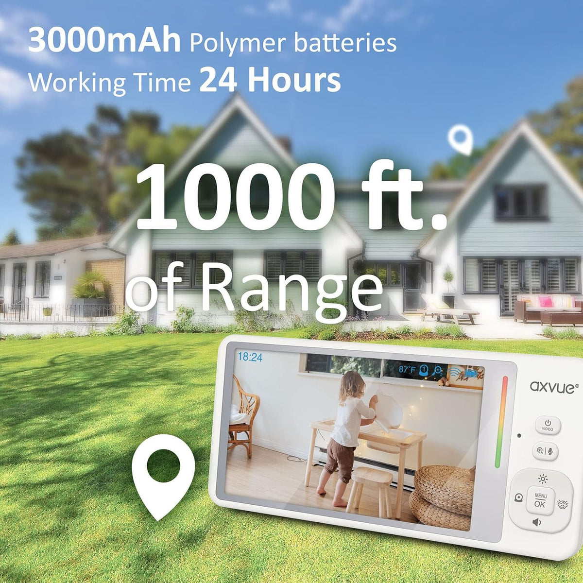 Video Baby Monitor with 5.5” Screen and 1080P Pan/Tilt Camera E294