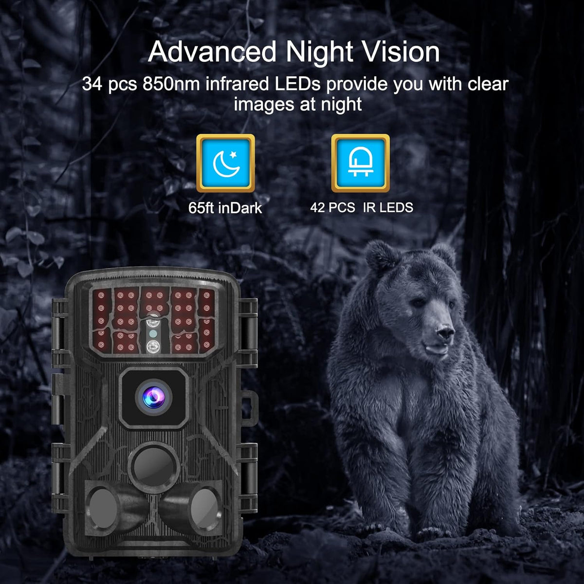 4K 30MP WiFi Bluetooth Trail Camera with Night Vision Motion Activated Waterproof K623