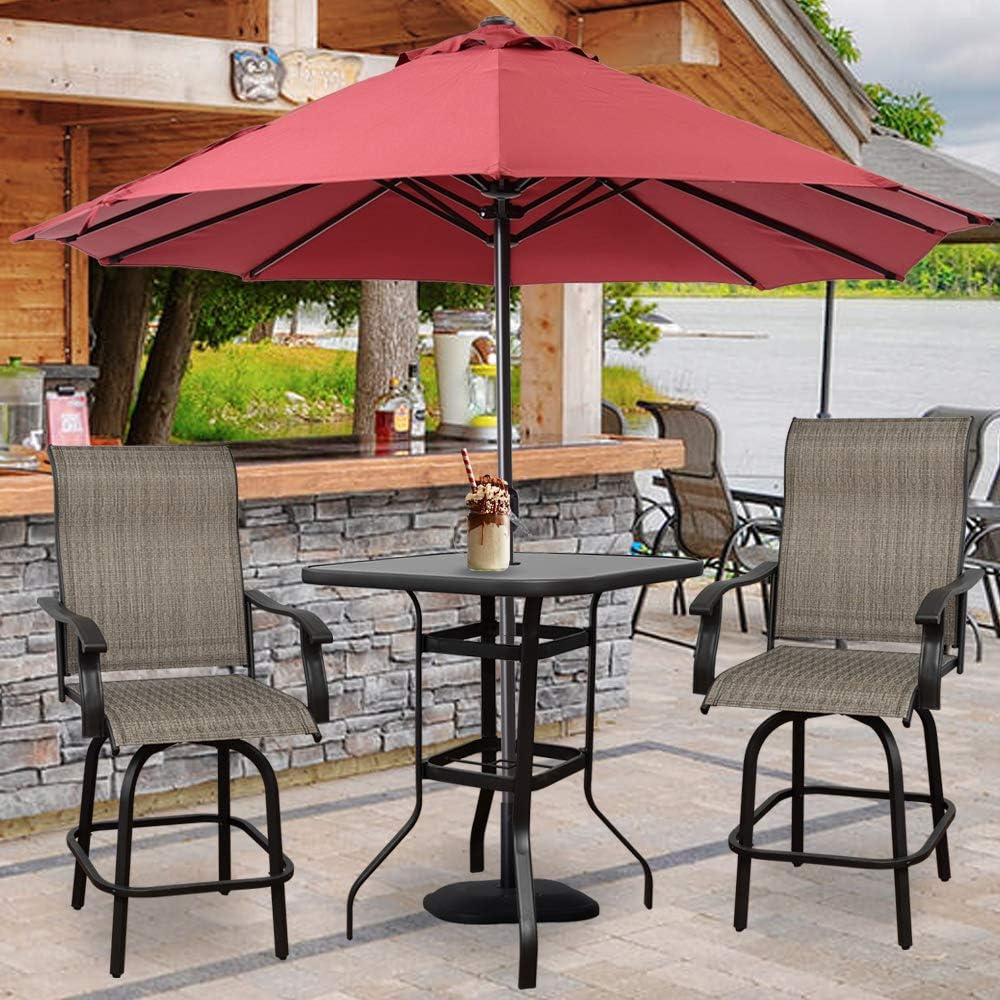 Swivel Bar Stools Set with All-Weather Metal Frame M85369