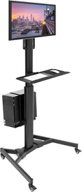 Adjustable Mobile Dual Monitor PC Workstation Cart with Keyboard Tray G187028