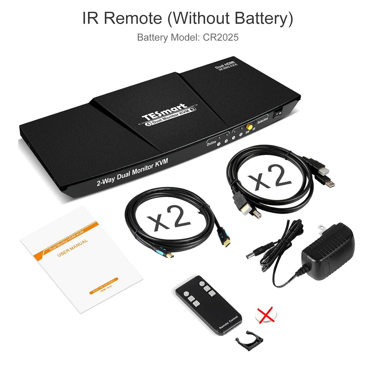 2-Port Dual Monitor HDMI KVM Switch 4K@60Hz N19385