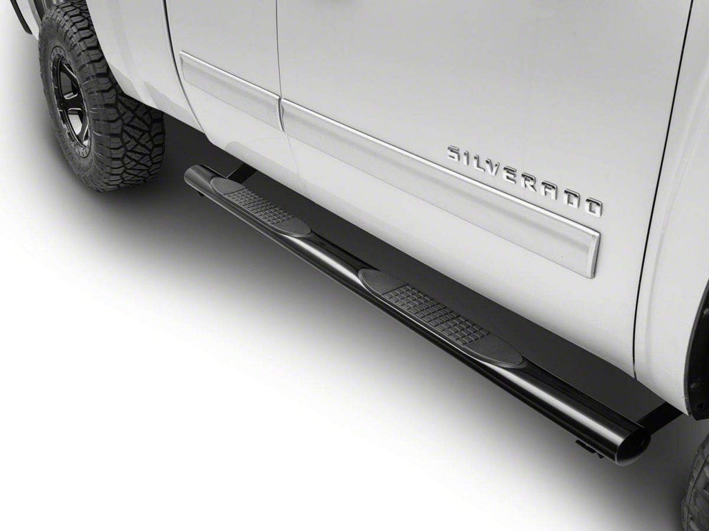Black 4-Inch Oval Straight End Side Step Bars F405