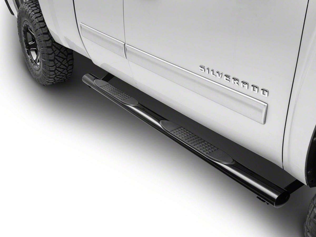 Black 4-Inch Oval Straight End Side Step Bars F405