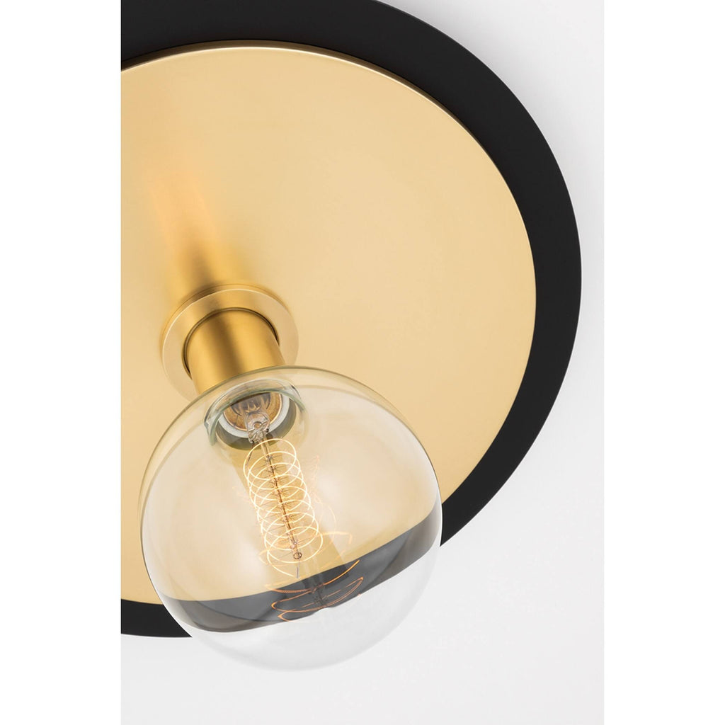1 Light Large Flush Mount Aged Brass/Black V59887
