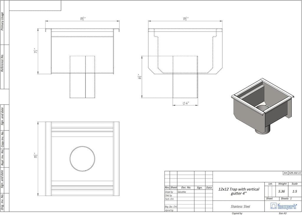 12x12 Stainless Steel Floor Drain with Anti Slip Grate Y648252