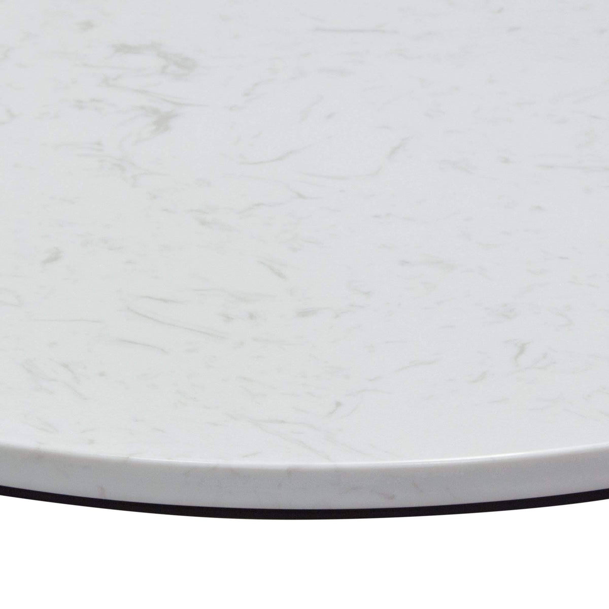 Round End Table with Engineered Marble Top and Black Metal Base E6473