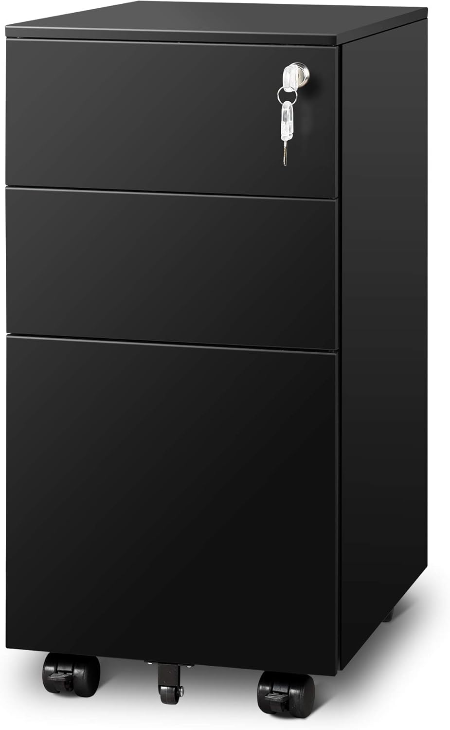 3 Drawer Black Mobile File Cabinet S599