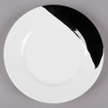 White Black Wide Rim Round Melamine Plate L9339