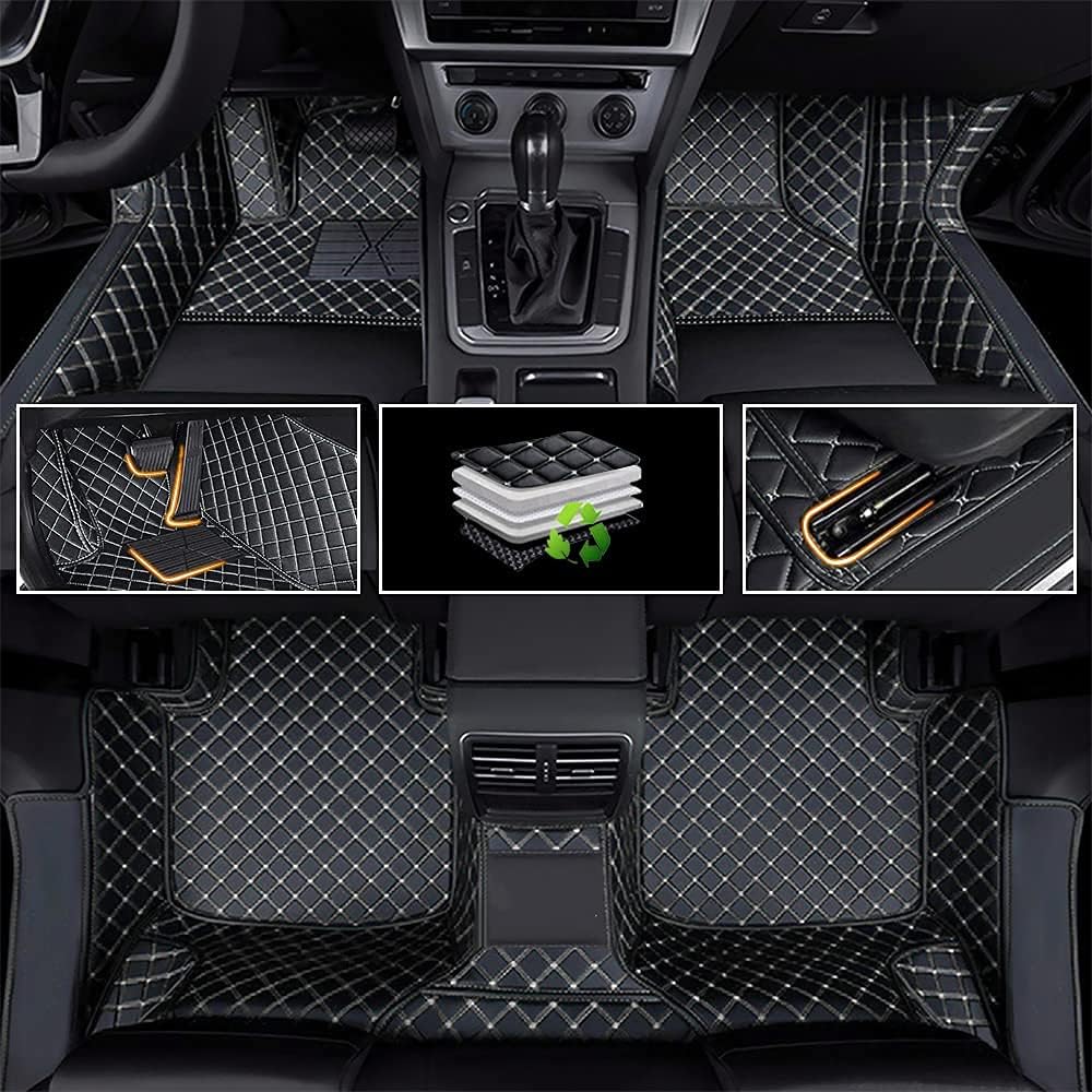 Car Floor Mats Luxury Leather Non-Slip Front & Rear All Weather Red Z11233