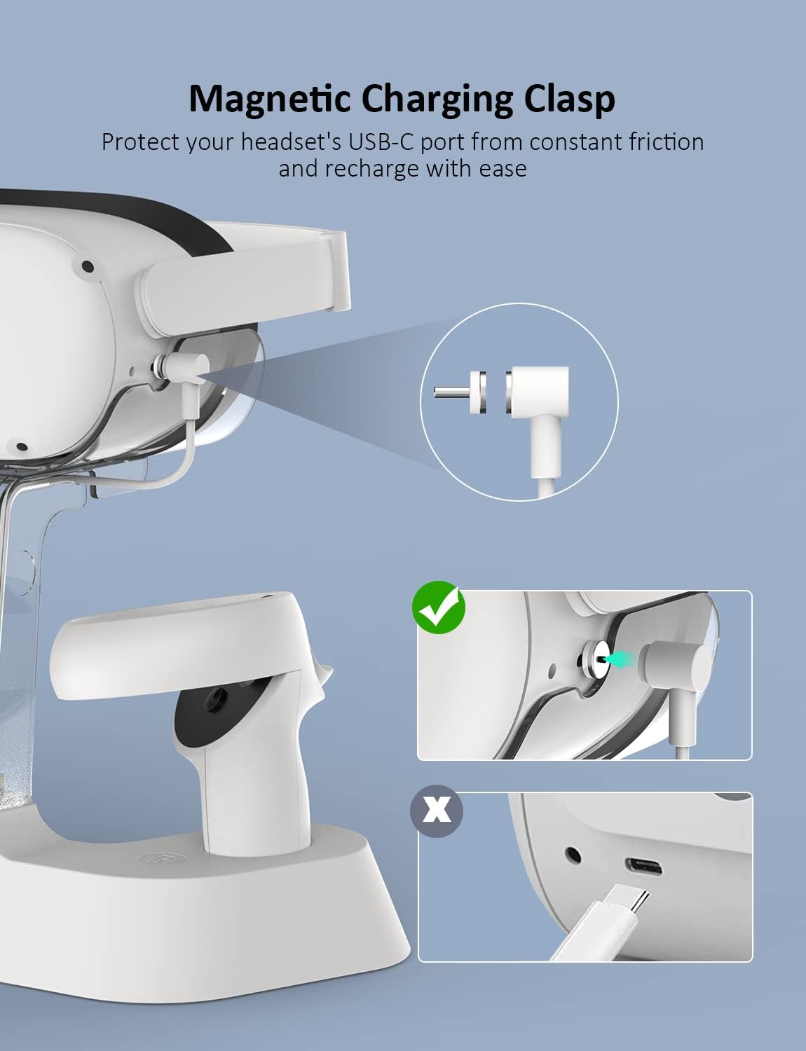 Charging Dock with LED Light, Headset Display Stand and Controller Mount X378