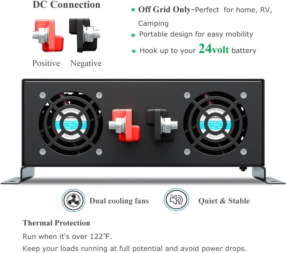 2500W Pure Sine Wave Power Inverter 24V DC to 120V AC O600