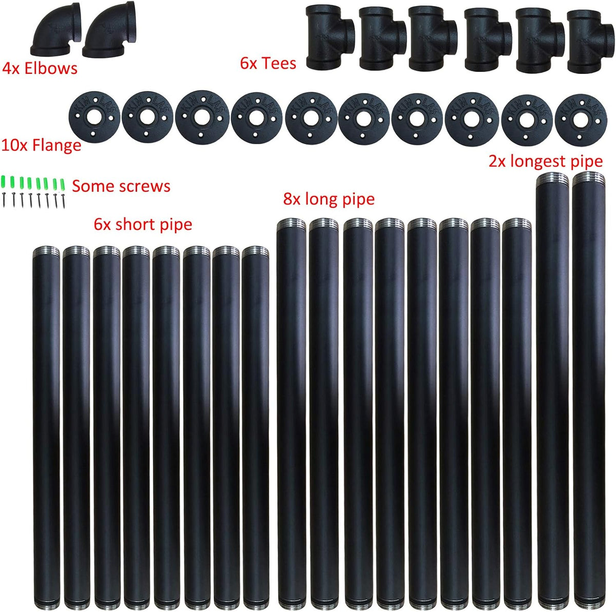 Industrial Wall Mount Iron Pipe Shelf 2 Pc 4 Tier Black H8142