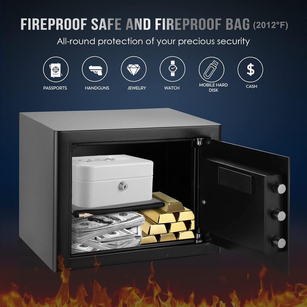 Fireproof Waterproof Safe Box with Lock and Fireproof Bag J5141