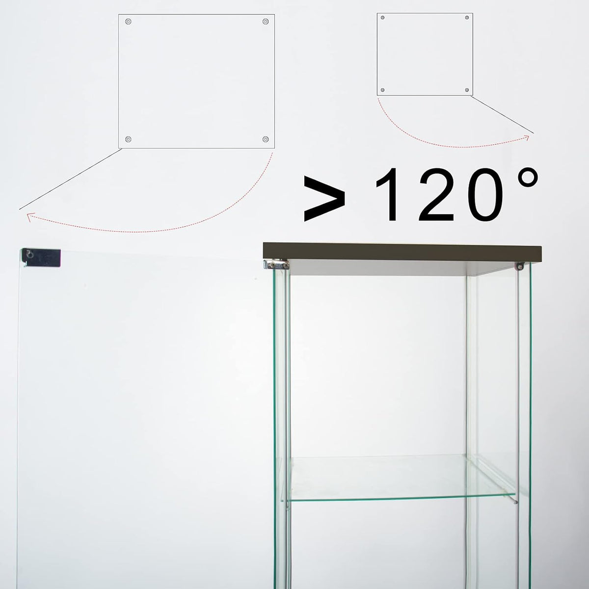 64” H Contemporary 4-Shelf Glass Display Cabinet with Door D10444