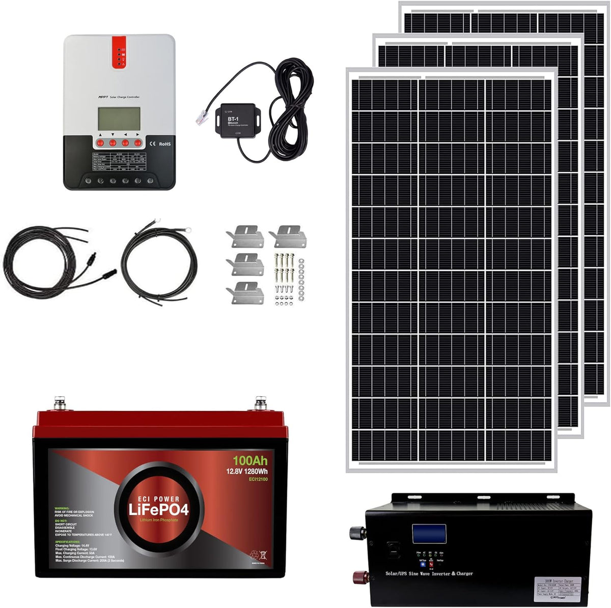 12V 100Ah LiFePO4 Solar Power System Kit X632680