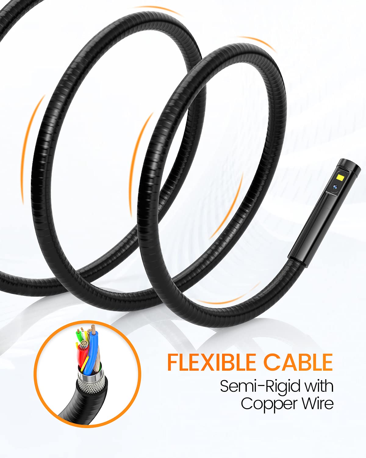 Dual Lens Inspection Camera with Light, 5 IPS Screen, 16.4ft Flexible Probe, 1080p W158