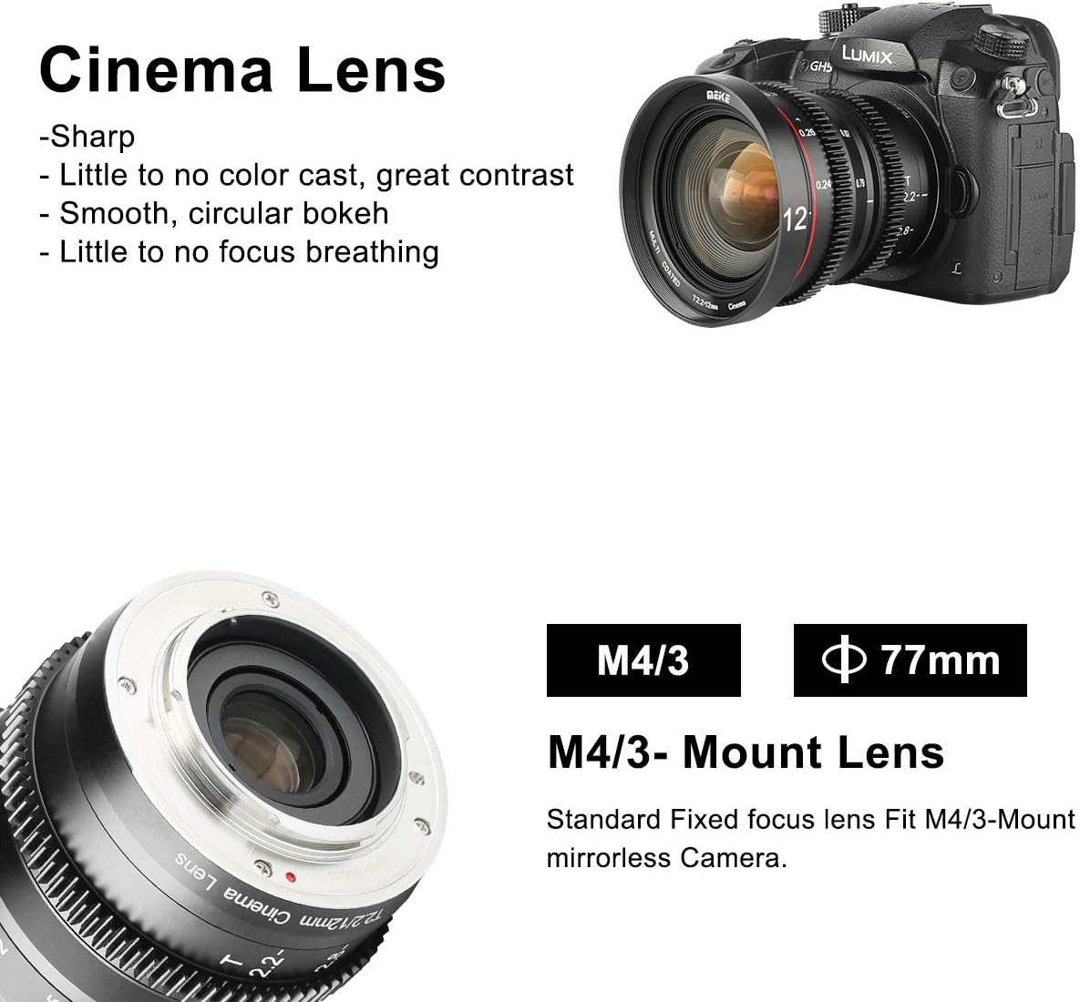 12mm T2.2 Manual Focus Cine Lens for Micro Four Thirds D148