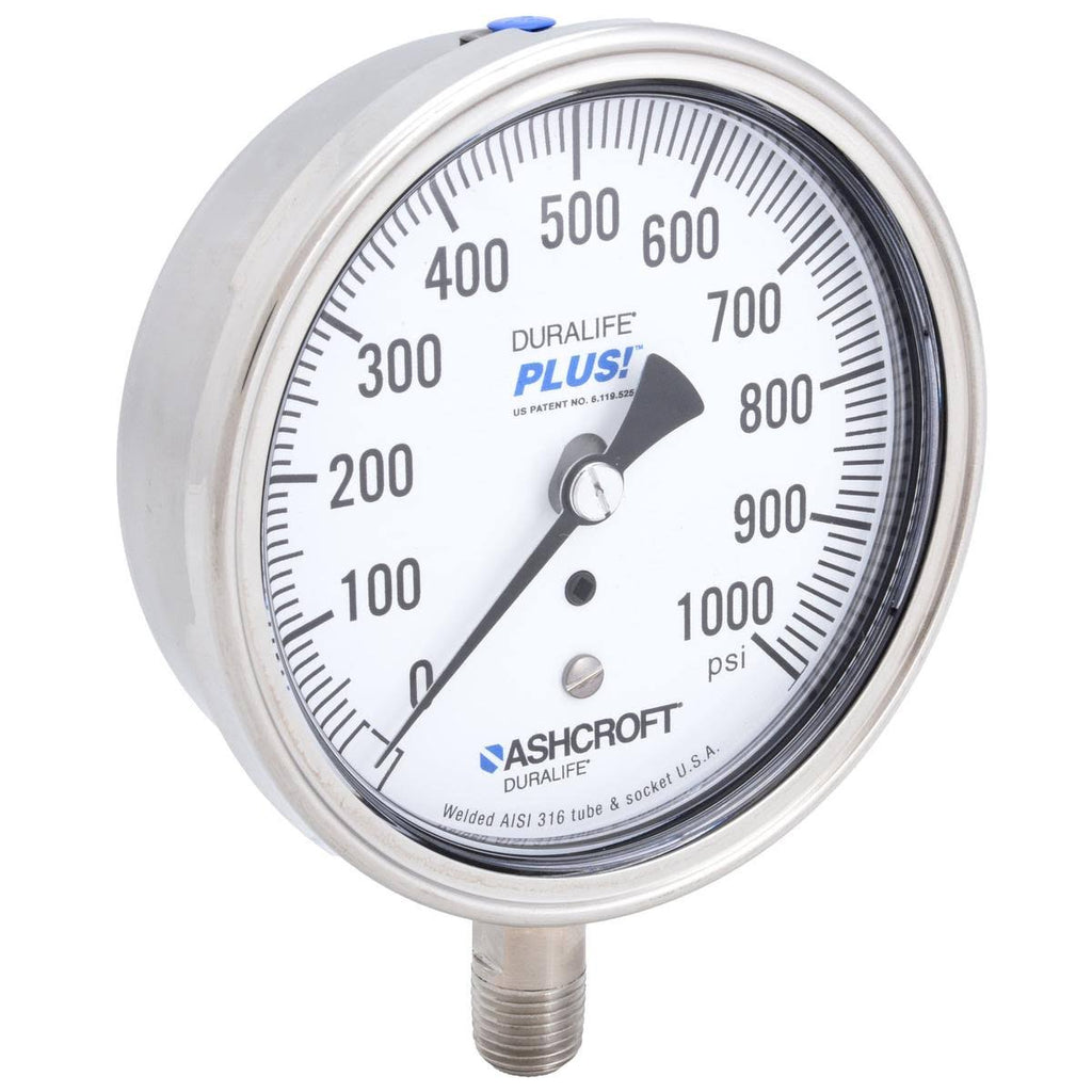 Pressure Gauge, 0 to 1000 psi, 3-1/2in I6024