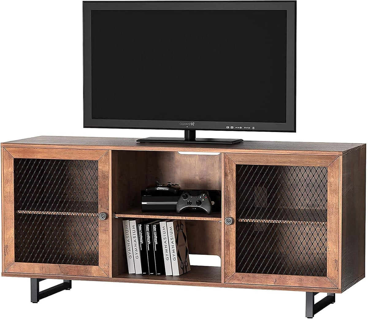 Gray Oak TV Cabinet with Mesh Doors B852