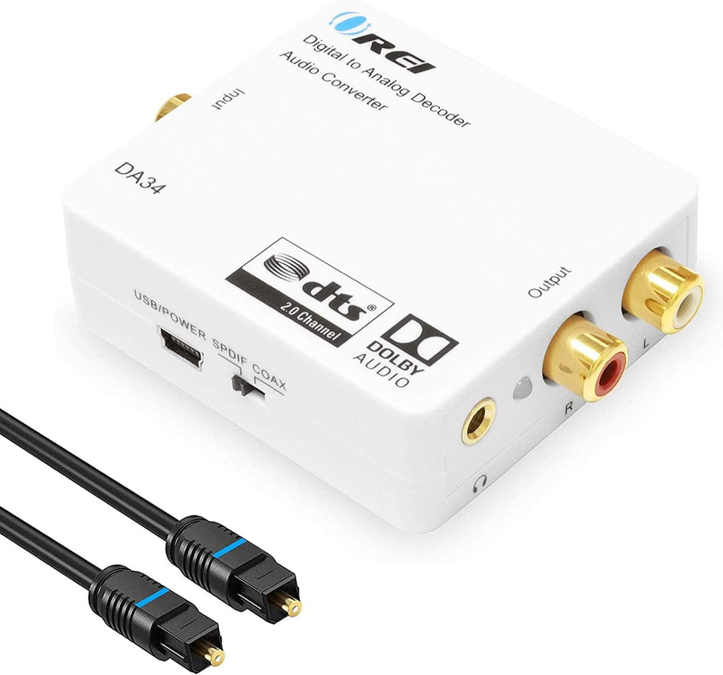 Digital to Analog Audio Decoder SPDIF Coaxial to RCA 3.5mm Converter I11453