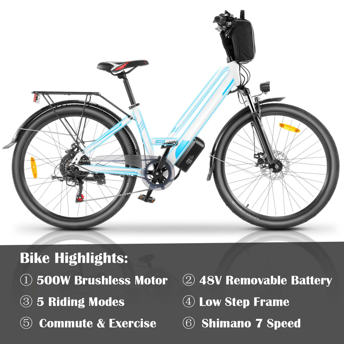 26'' Electric Bike with Carrier Rack I723684