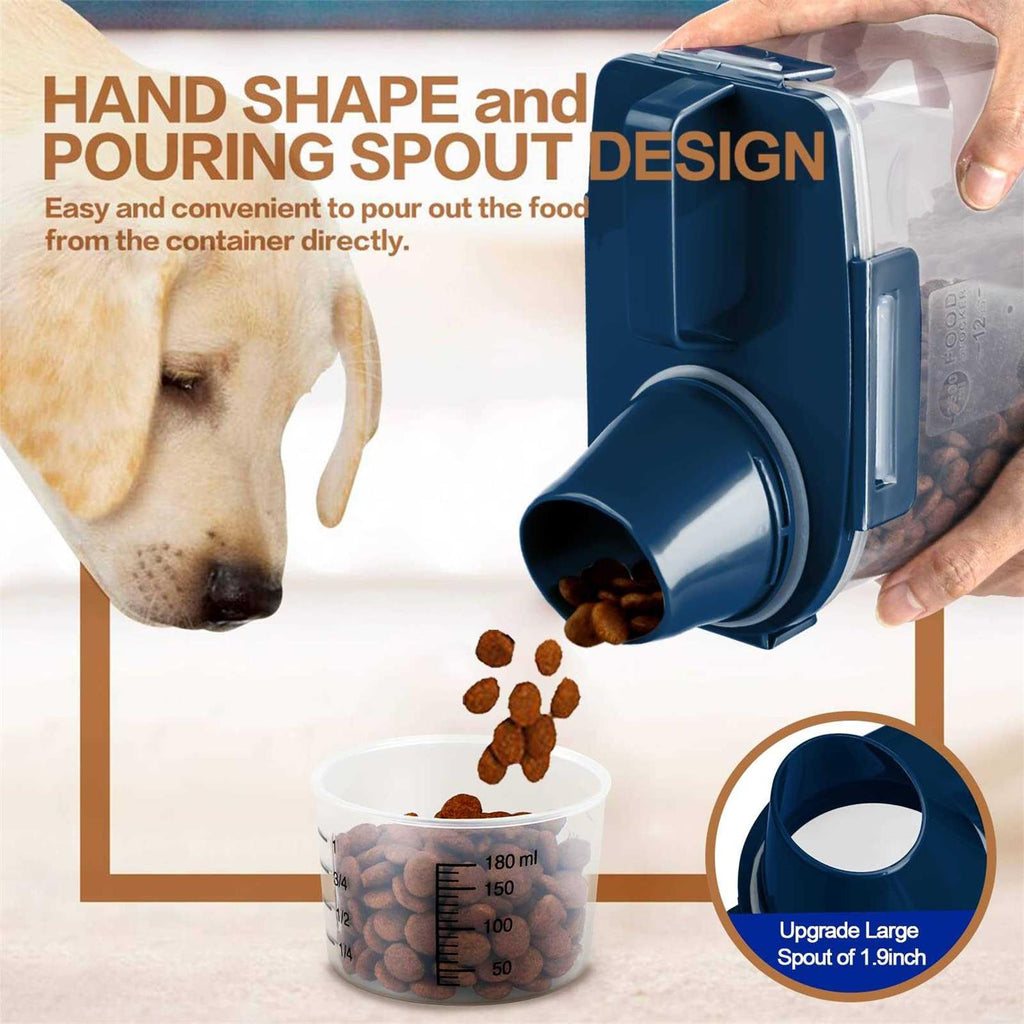 Airtight Pet Food Storage Container with Pour Spout and Measuring Cup E447