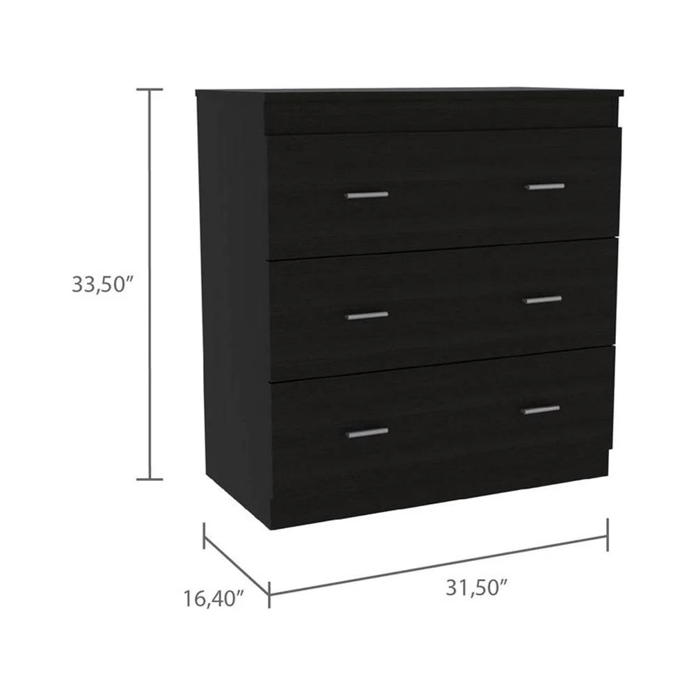 Black 3-Drawer Wood Dresser B816