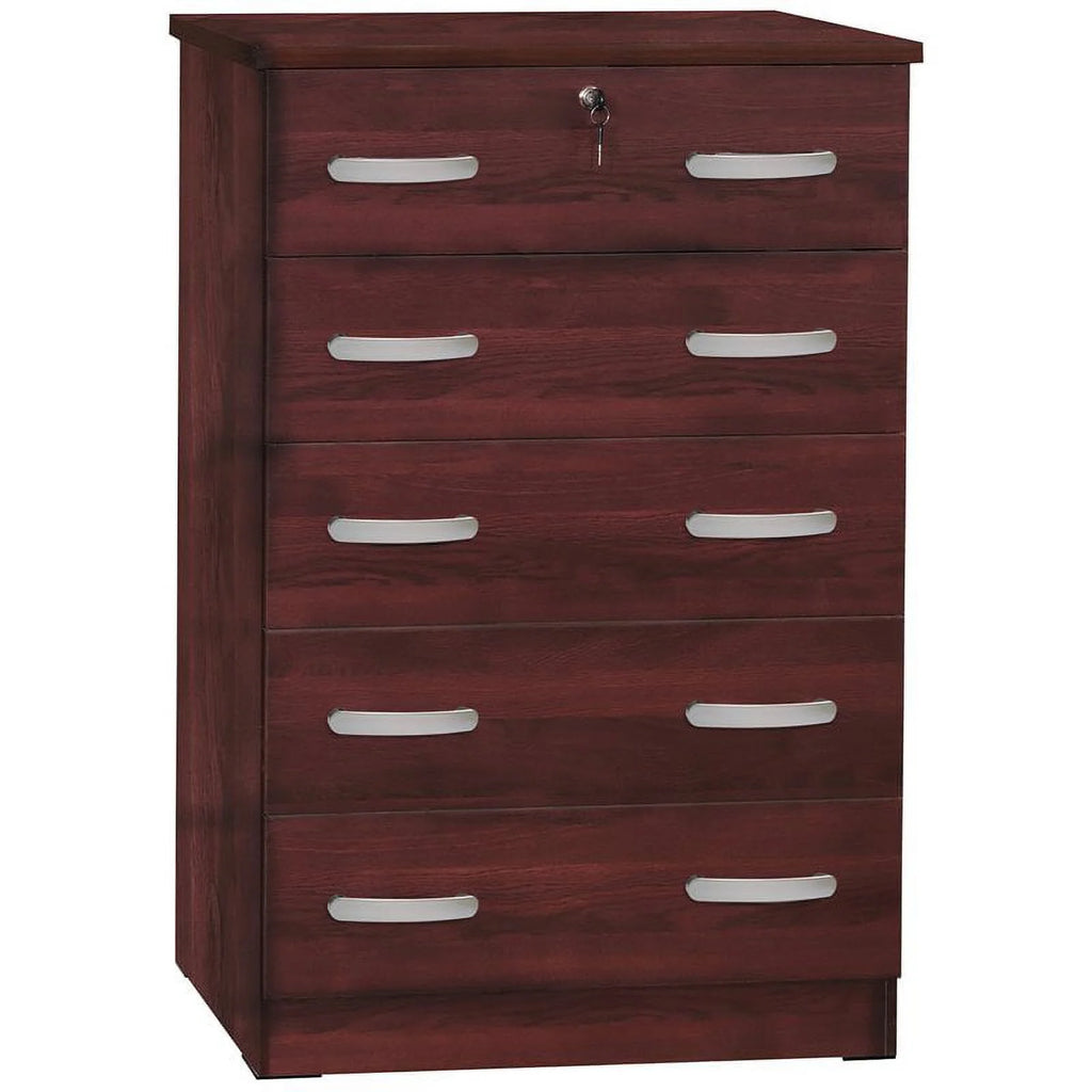 Twin Captains Bed & Dresser with Lock in Mahogany A103