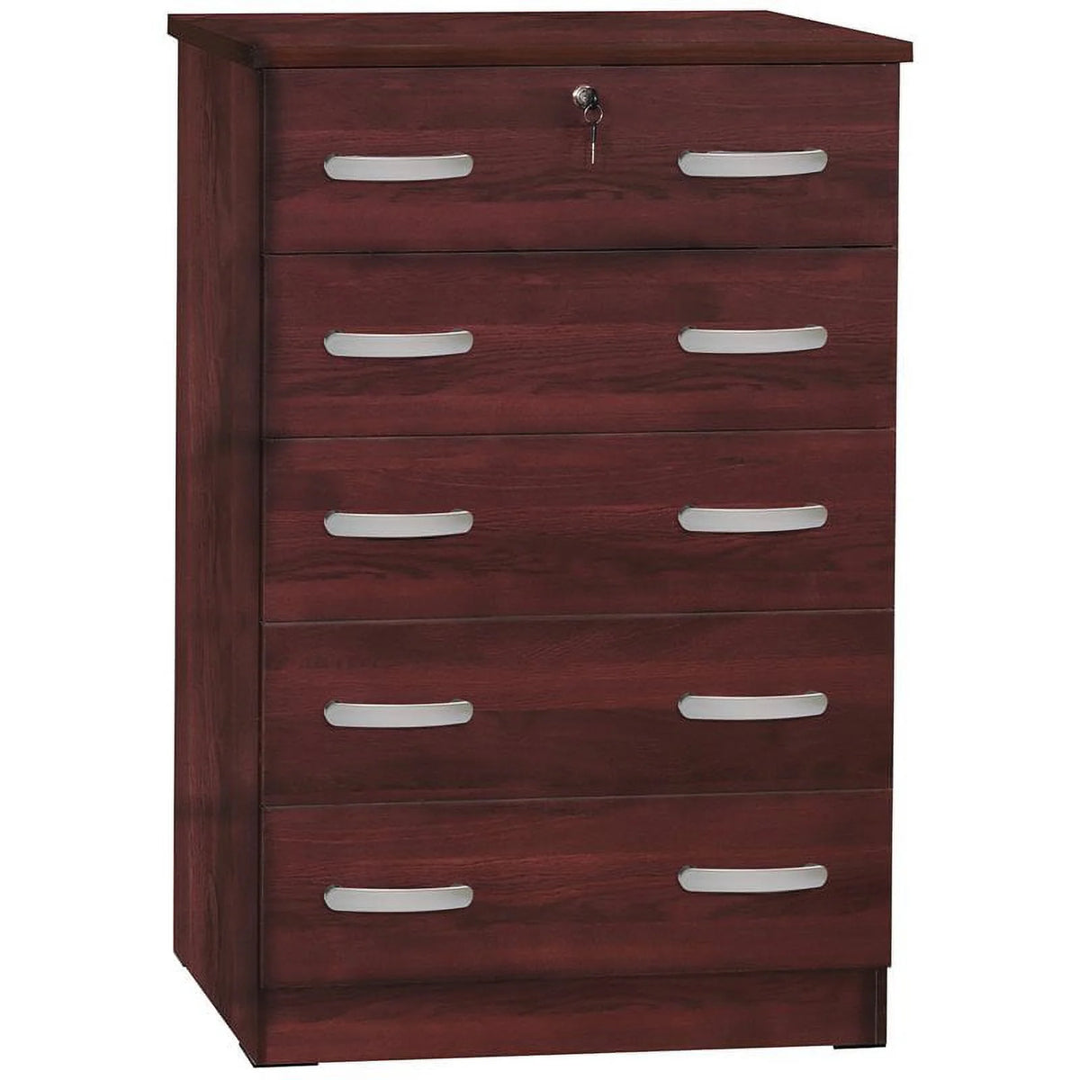 Twin Captains Bed & Dresser with Lock in Mahogany A103