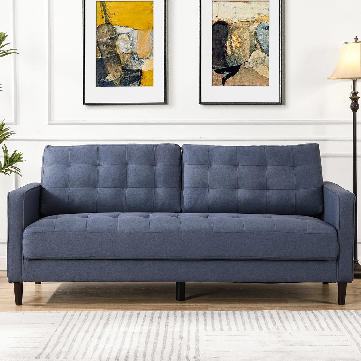 Green Velvet Tufted Upholstered Sofa Y396