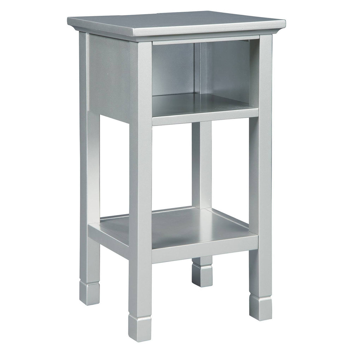 26 Inches Wooden Accent Table with Open Shelf and USB Docks C719601
