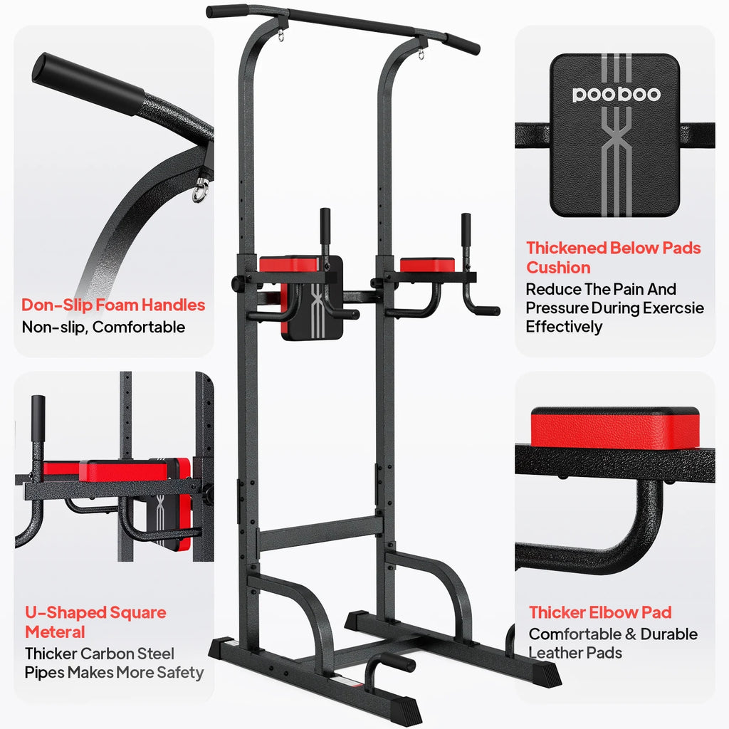 Multifunction Power Tower Dip Station Pull up Bar Power Rack 480lbs N637