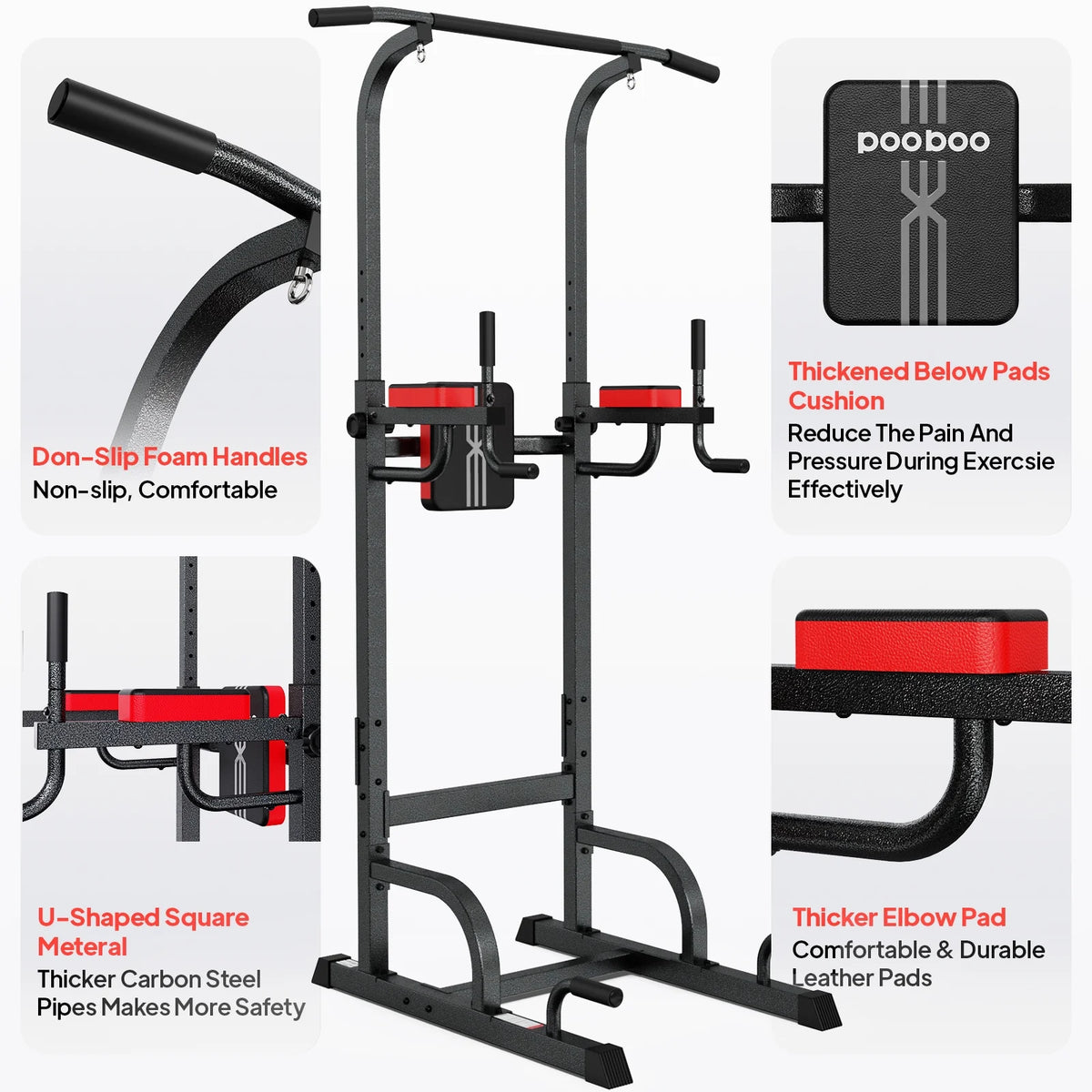 Multifunction Power Tower Dip Station Pull up Bar Power Rack 480lbs N637