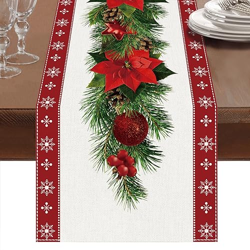 Red Christmas Table Runner 13 x 60 Inch O168
