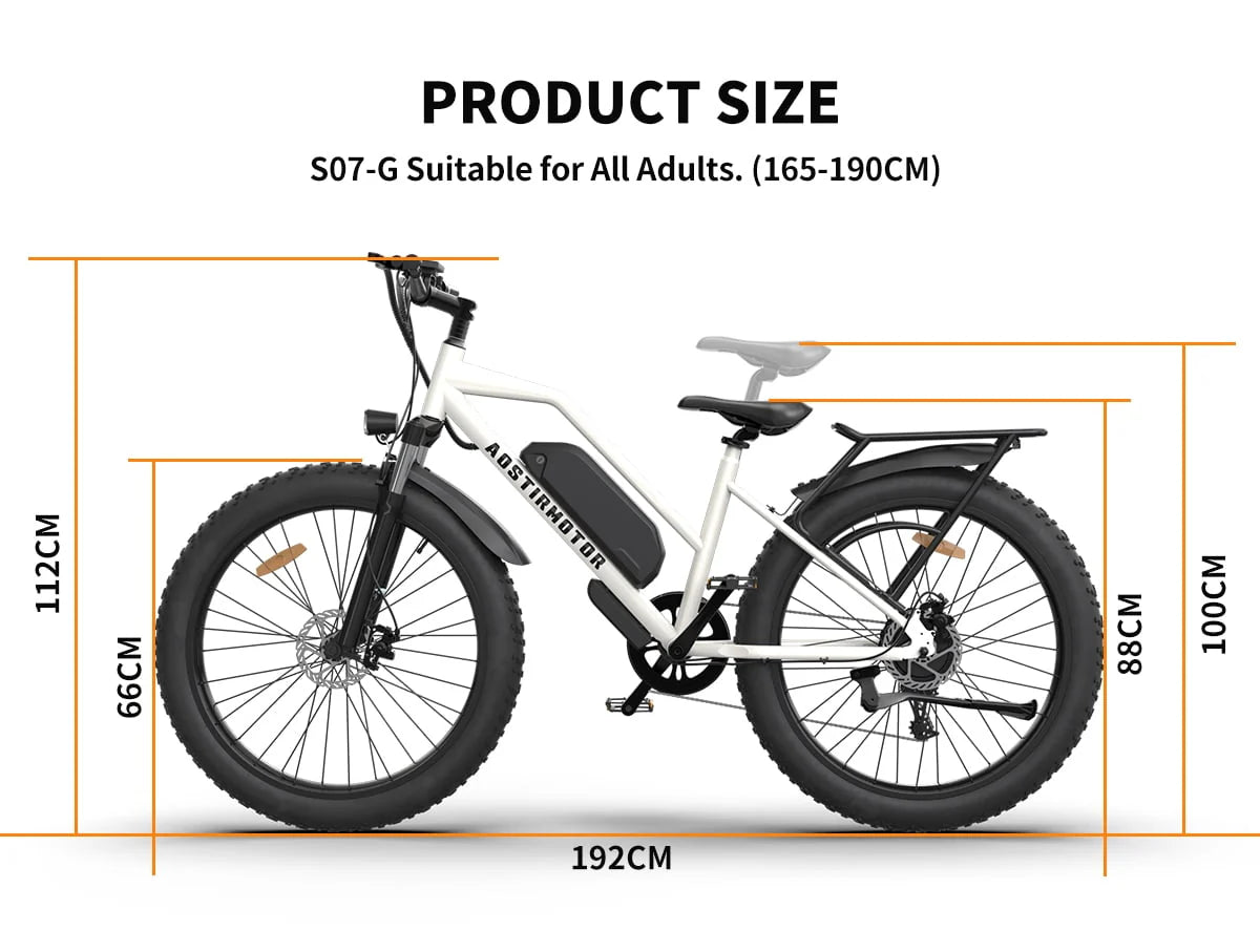 750W Electric Bike Fat Tire 48V 13AH Removable Lithium Battery White U160191