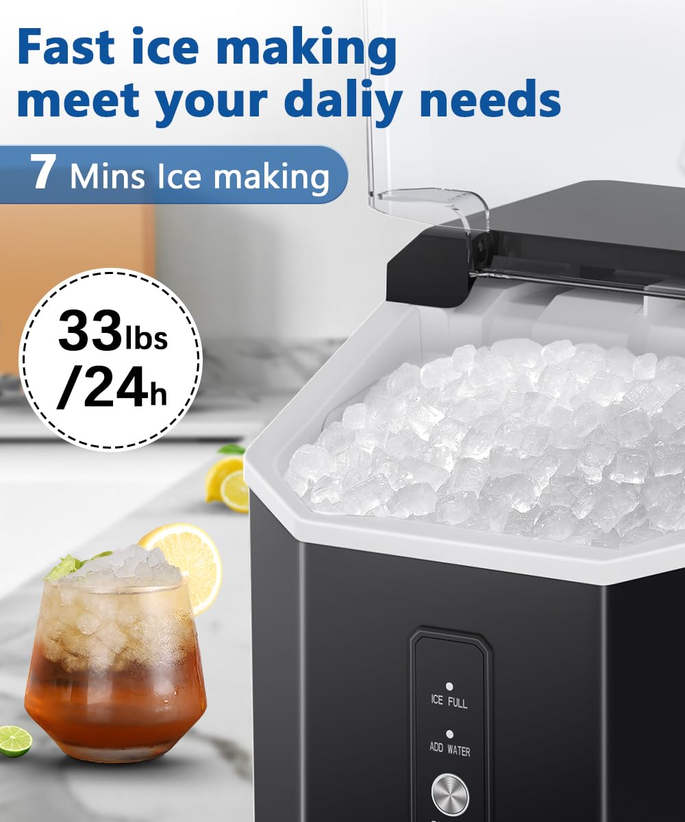 Portable Countertop Nugget Ice Maker with Handle W5806