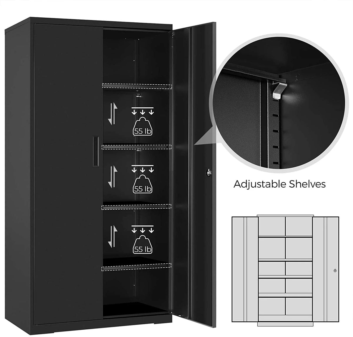 Metal Storage Cabinet with Doors and Shelves M22401