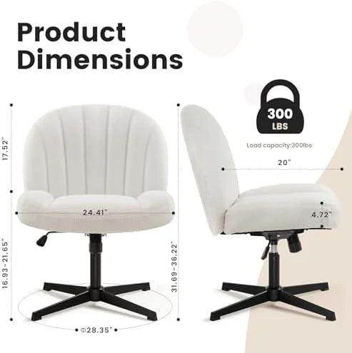 Armless Ergonomic Fabric Padded Wide Seat Desk Chair U334