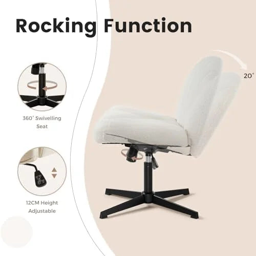 Armless Ergonomic Fabric Padded Wide Seat Desk Chair U334