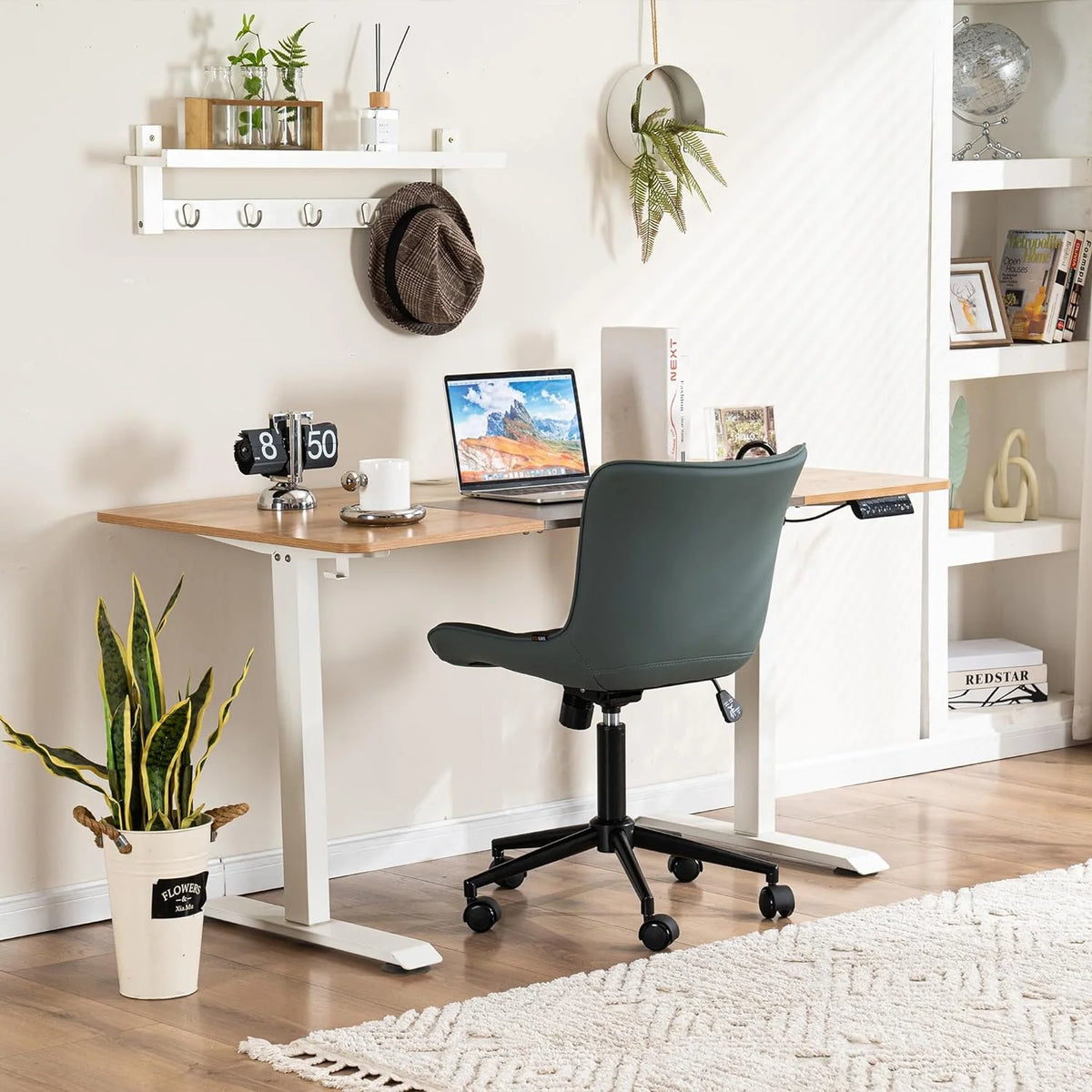 Pink Faux Leather Office Chair with Wheels B53332