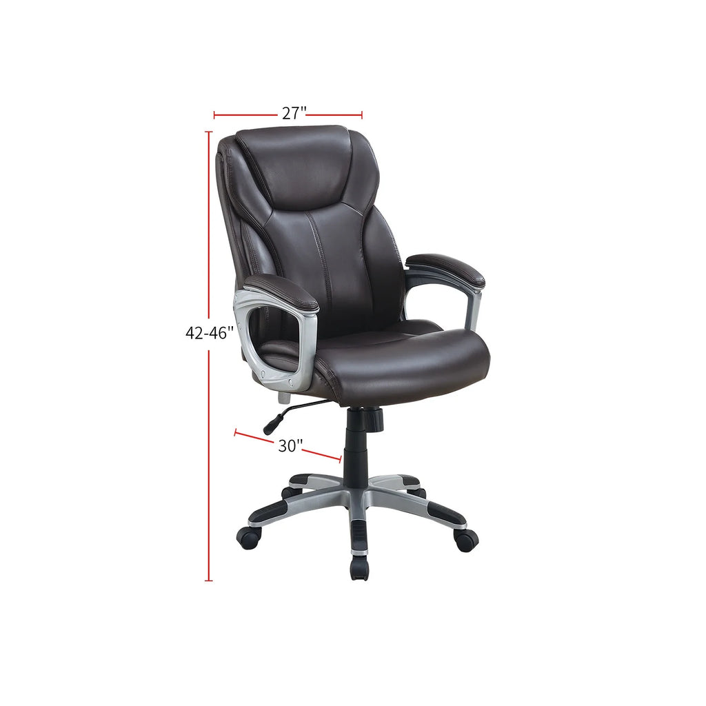 Brown Office Chair with Adjustable Height and Padded Armrests L5289