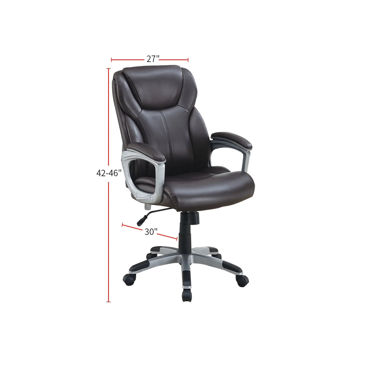 Brown Office Chair with Adjustable Height and Padded Armrests L5289