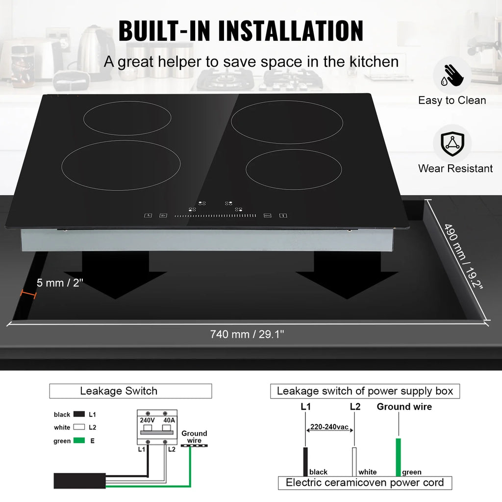 8600W Built-in Electric Ceramic Cooktop 5 Burners Q869015